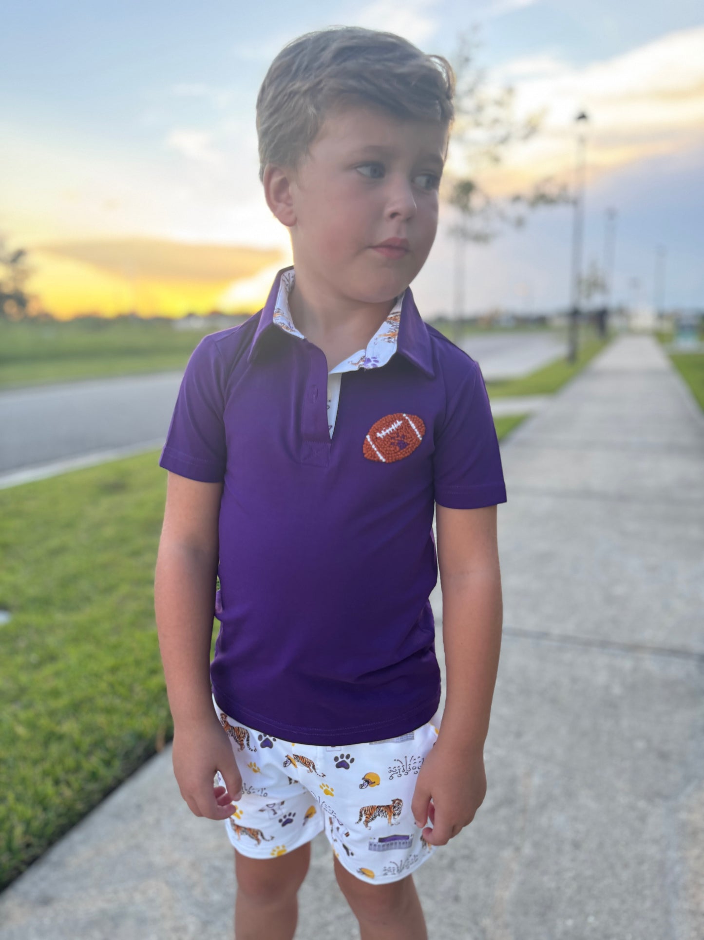 Love Purple Live Gold Button Down Purple Polo
