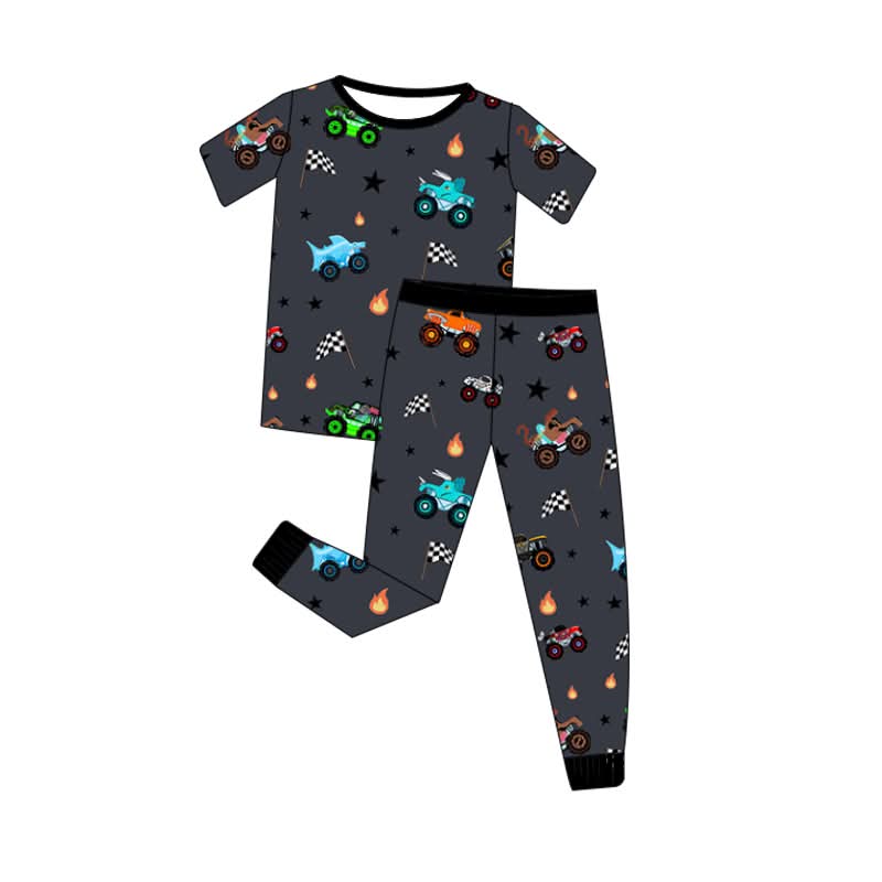 Preorder: Charcoal Monster Jam Bamboo 2PC Short Sleeve Set