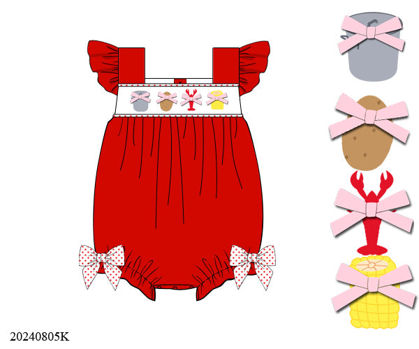 Smocked Coquette Crawfish Girls Bubble