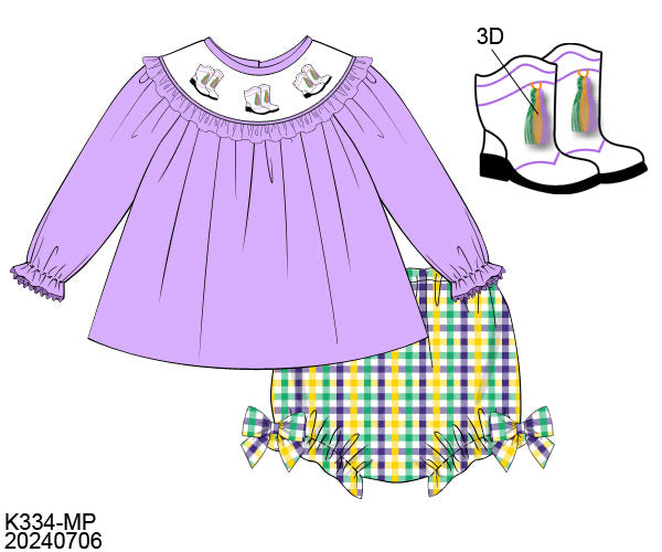 PO 22: Let’s Geaux Girls Smocked Bloomer Set