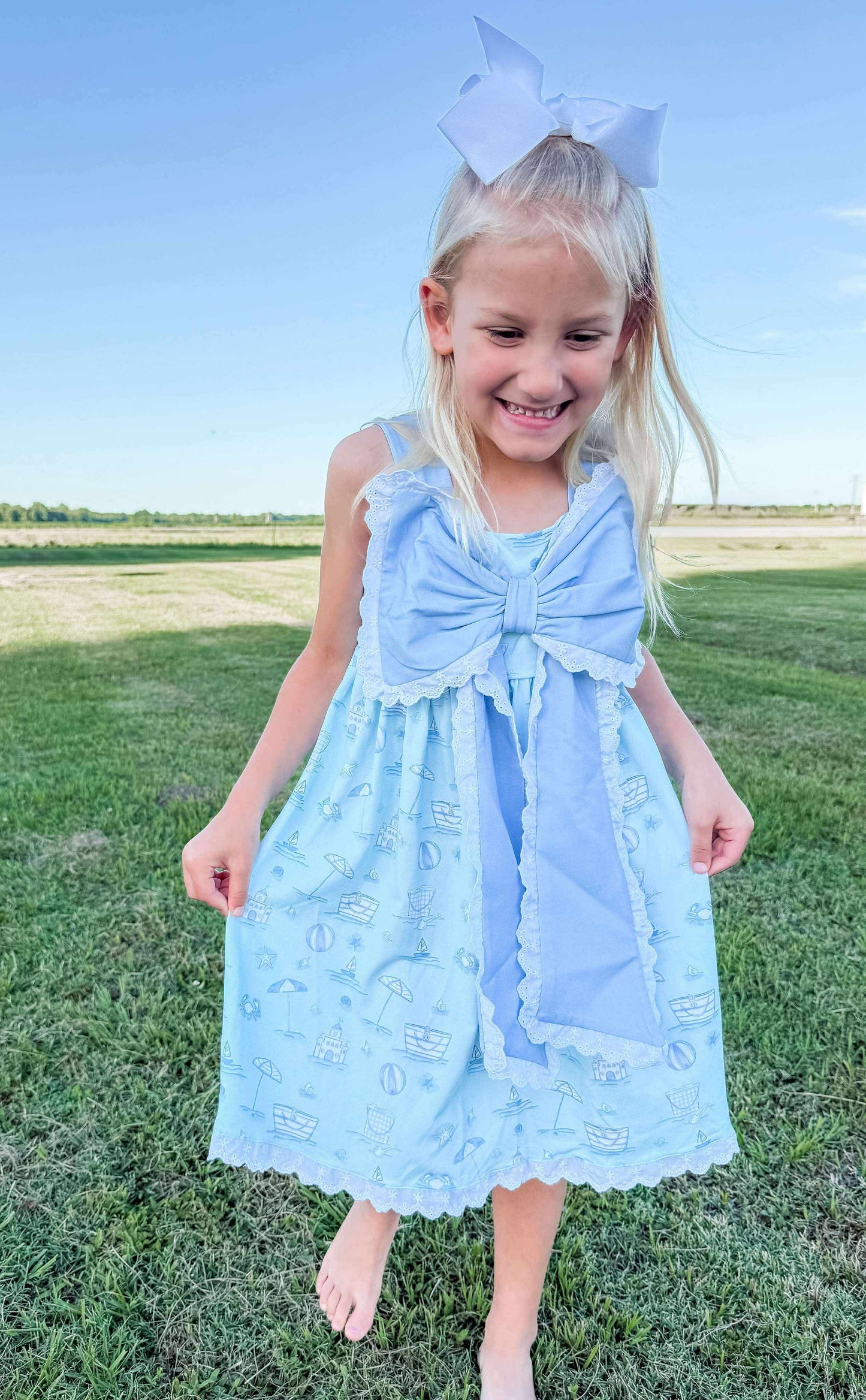 Beach Toile Bow Dress