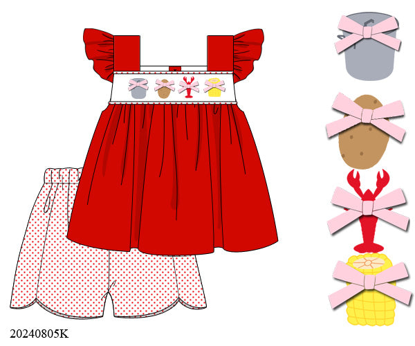 Smocked Coquette Crawfish Girls Bubble