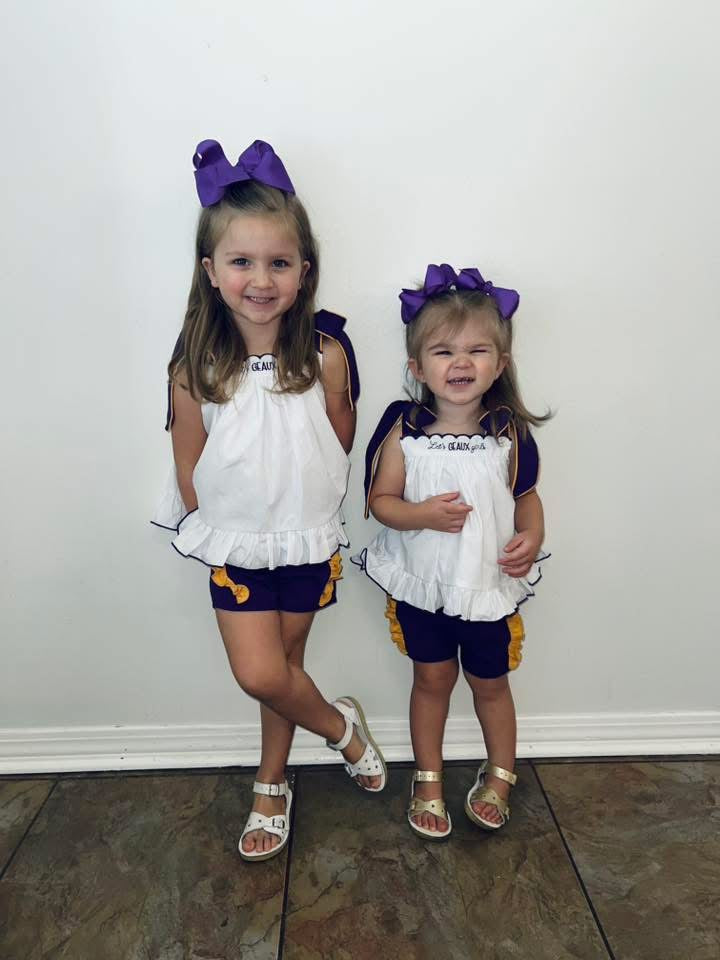 Let’s GEAUX Girls Flutter Short Set