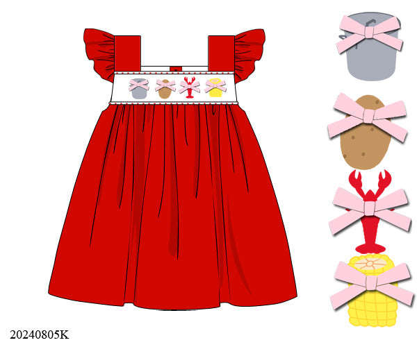 Smocked Coquette Crawfish Girls Bubble