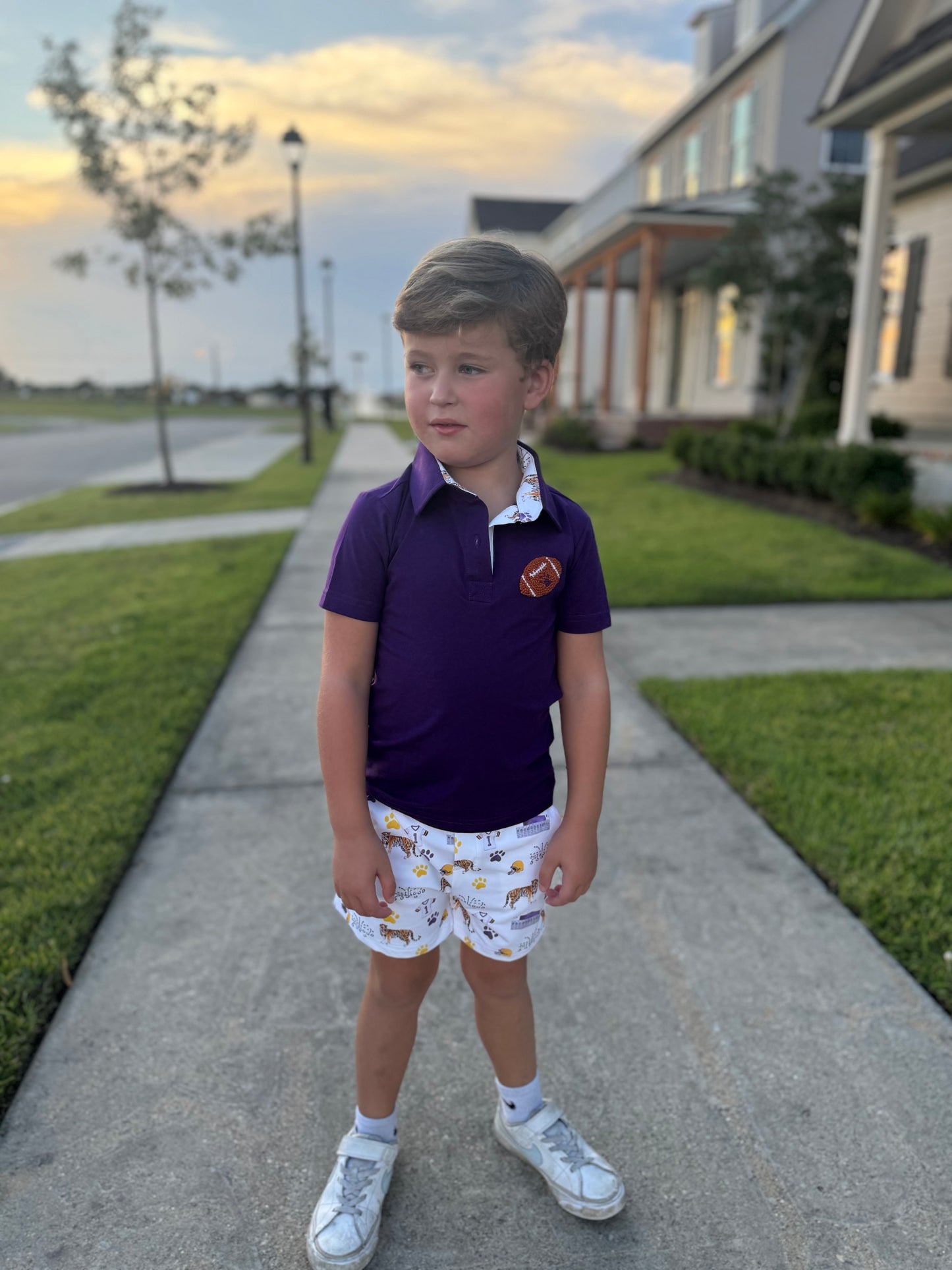 Love Purple Live Gold Button Down Purple Polo