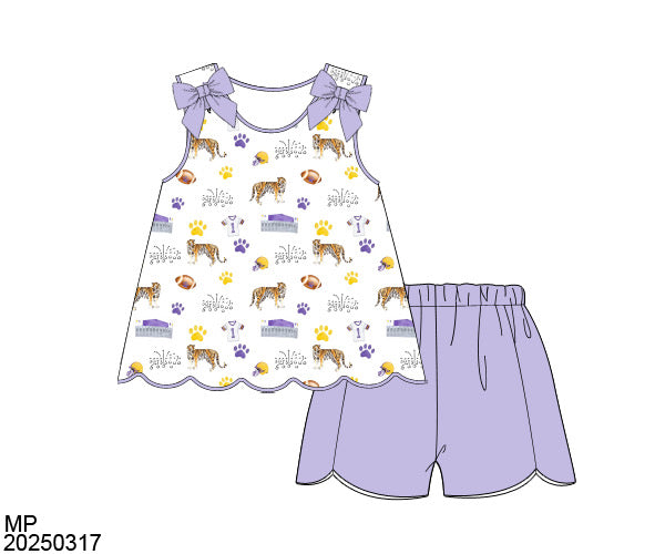 Love Purple Live Gold Scalloped Girls Short Set
