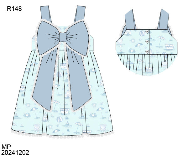 Beach Toile Bow Dress