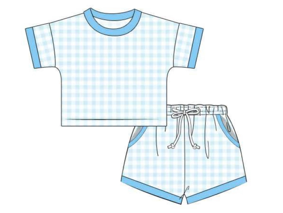 Brooksie’s Blue Gingham Youth Lounge Set