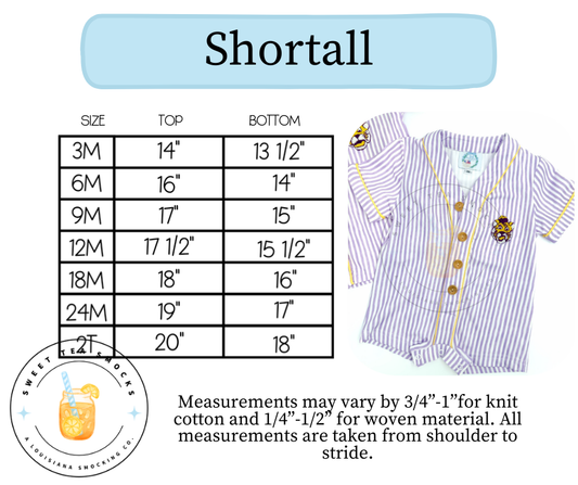 Shortall Size Chart