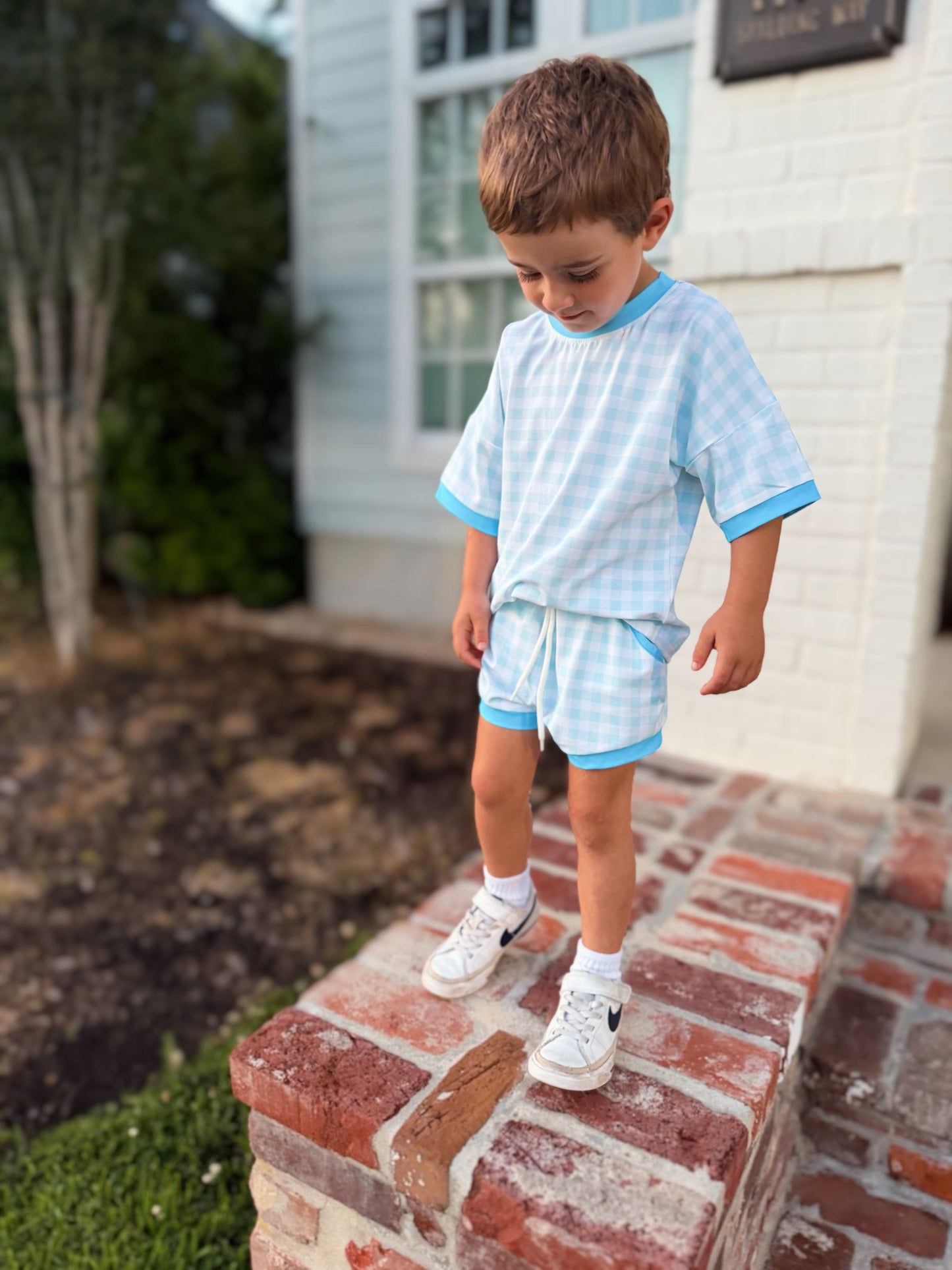 Brooksie’s Blue Gingham Youth Lounge Set
