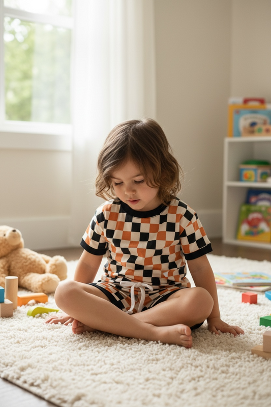 Preorder: Mama’s Boo Checkered Youth Lounge Set