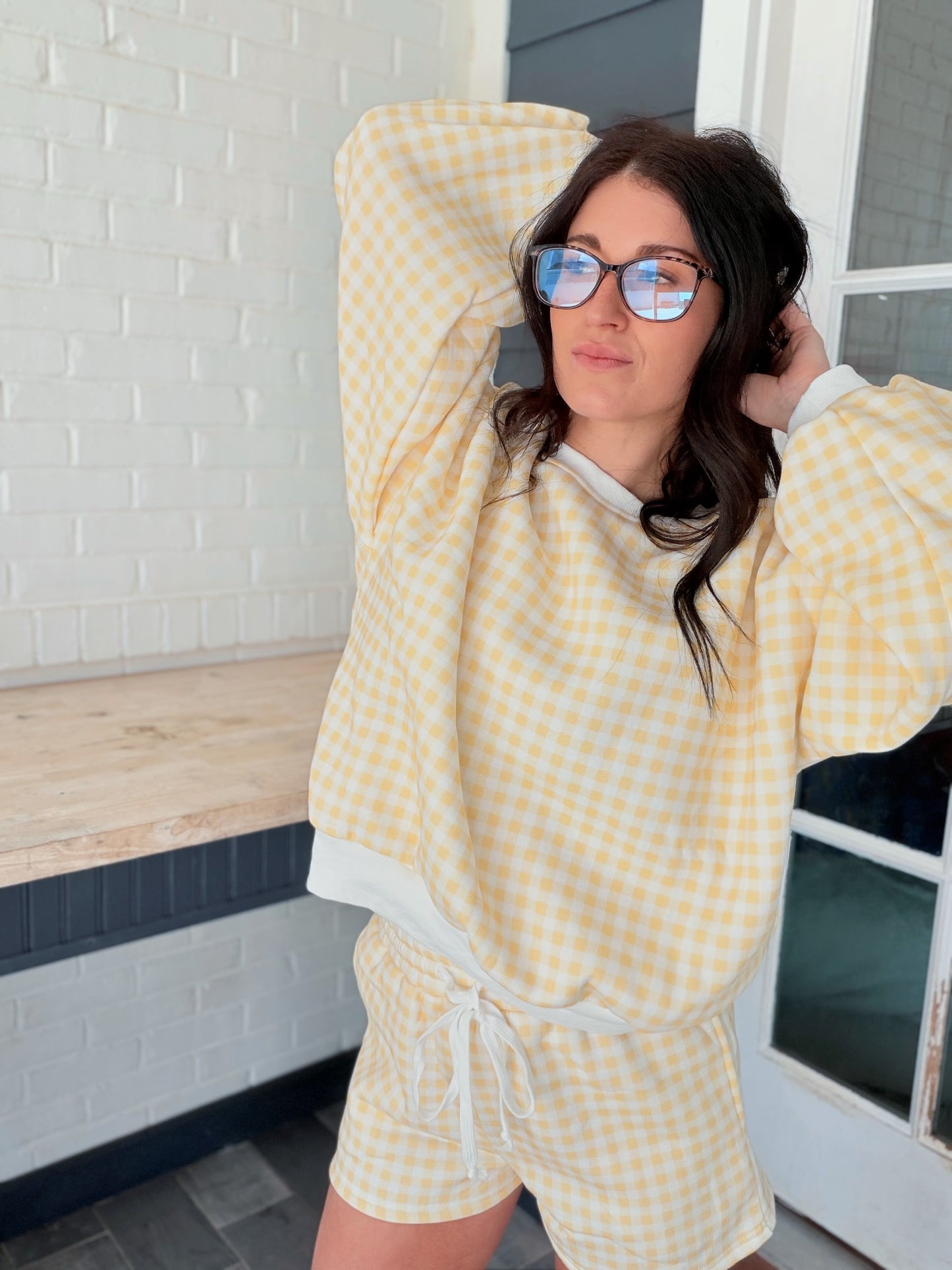 The Miller Gingham Lounge Set-Yellow