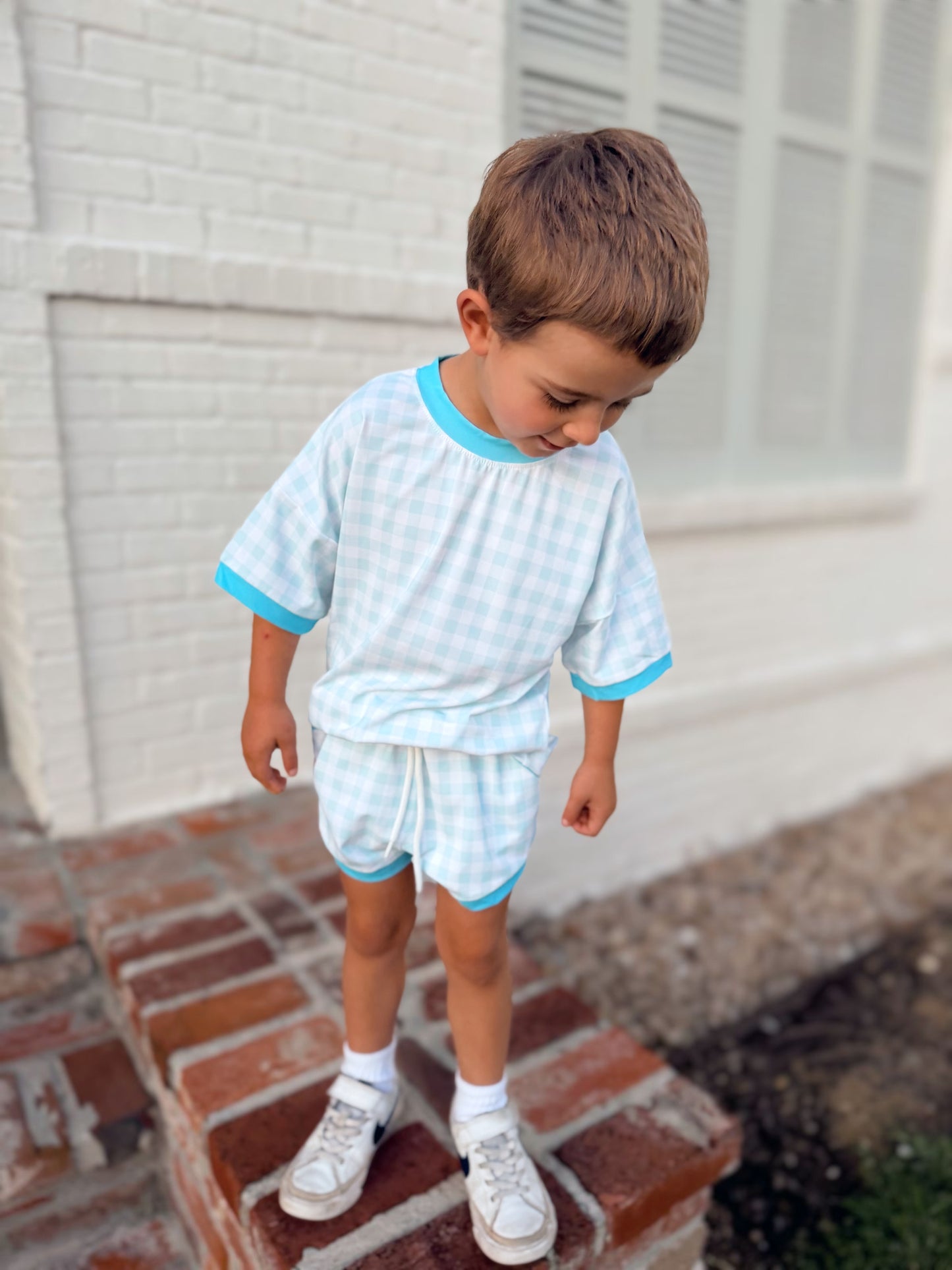 Brooksie’s Blue Gingham Youth Lounge Set