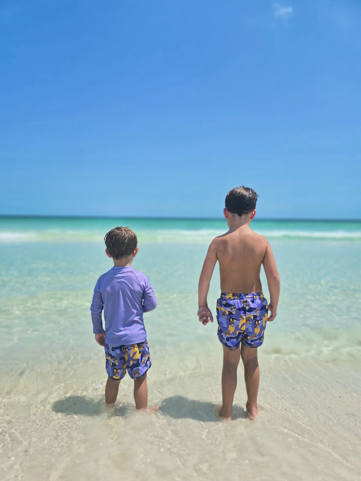 Tiger Camo 2PC Rashguard + Swim Trunk Set