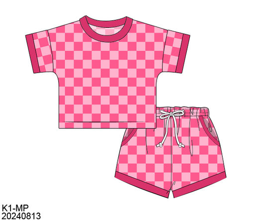 Preorder: Pink Checkered Youth Lounge Set