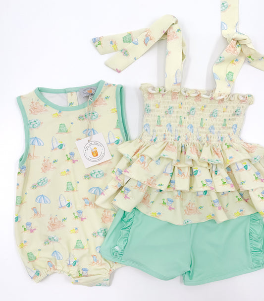 Destin Toile Smocked Girl Short Set