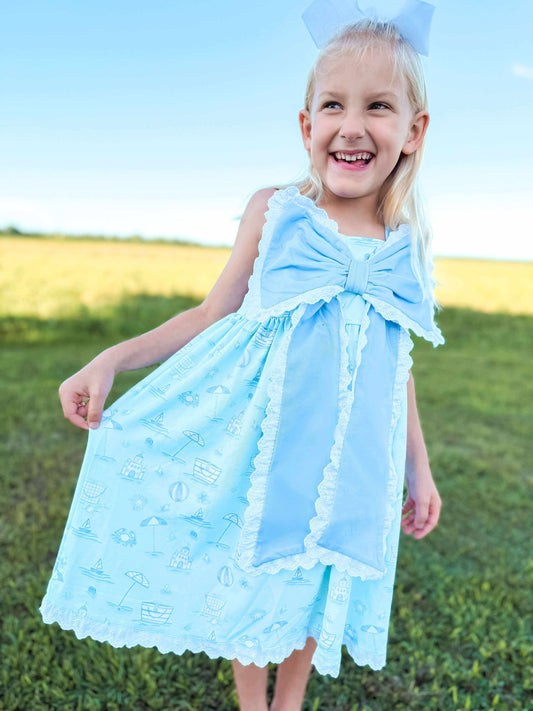 Beach Toile Bow Dress