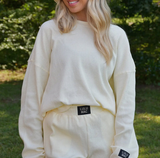 Lulu Mac Waffle Knit Lounge Set - Butter