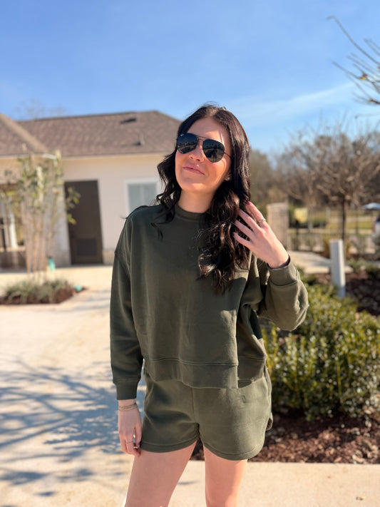 Dark Olive Zenana Sweatsuit Set