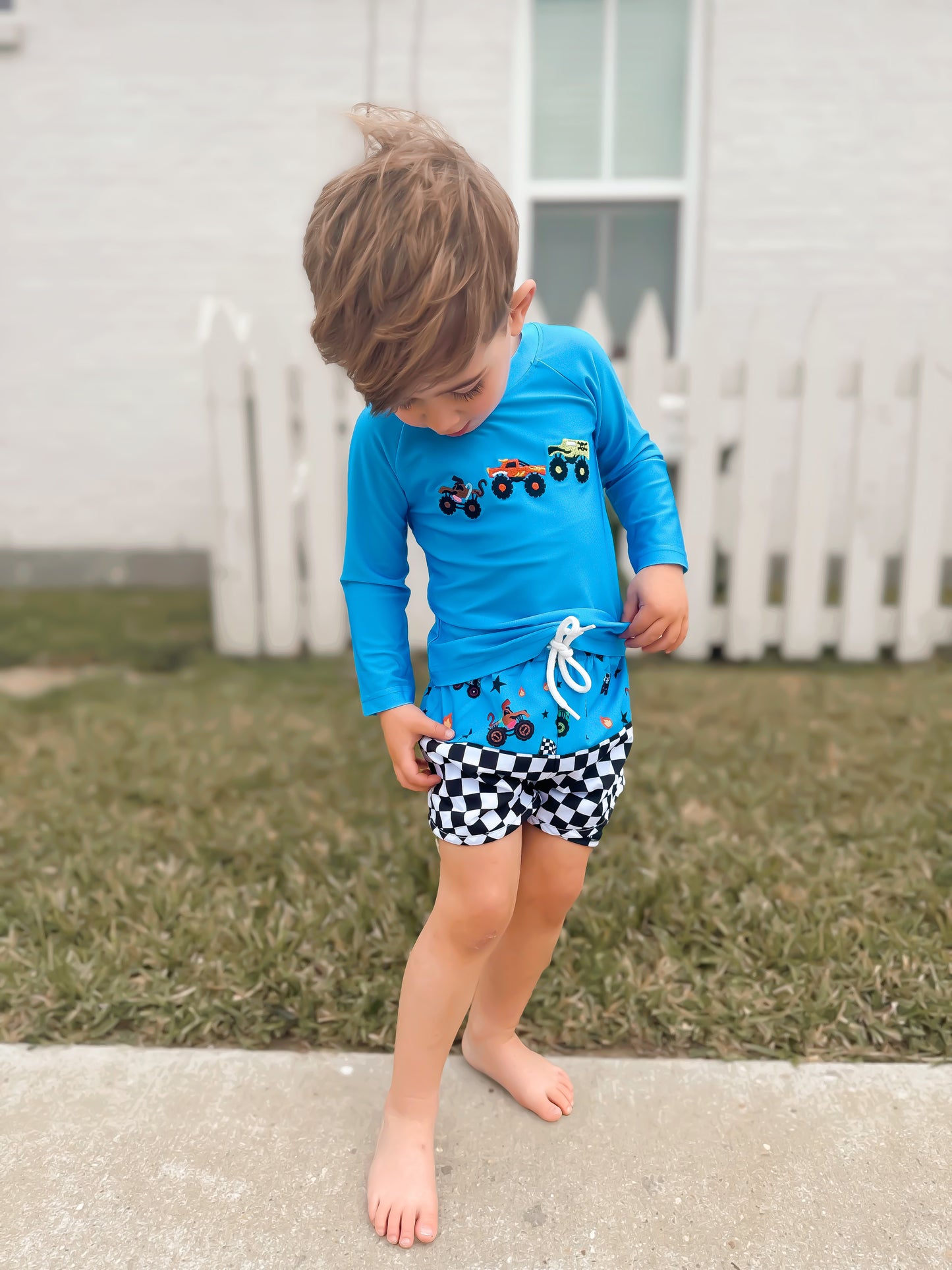 Monster Jam 2PC Rashguard + Swim Trunks