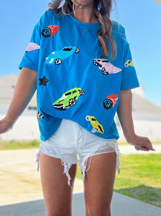 Preorder: Hot Wheels Sparkle Women’s T-Shirt Blue