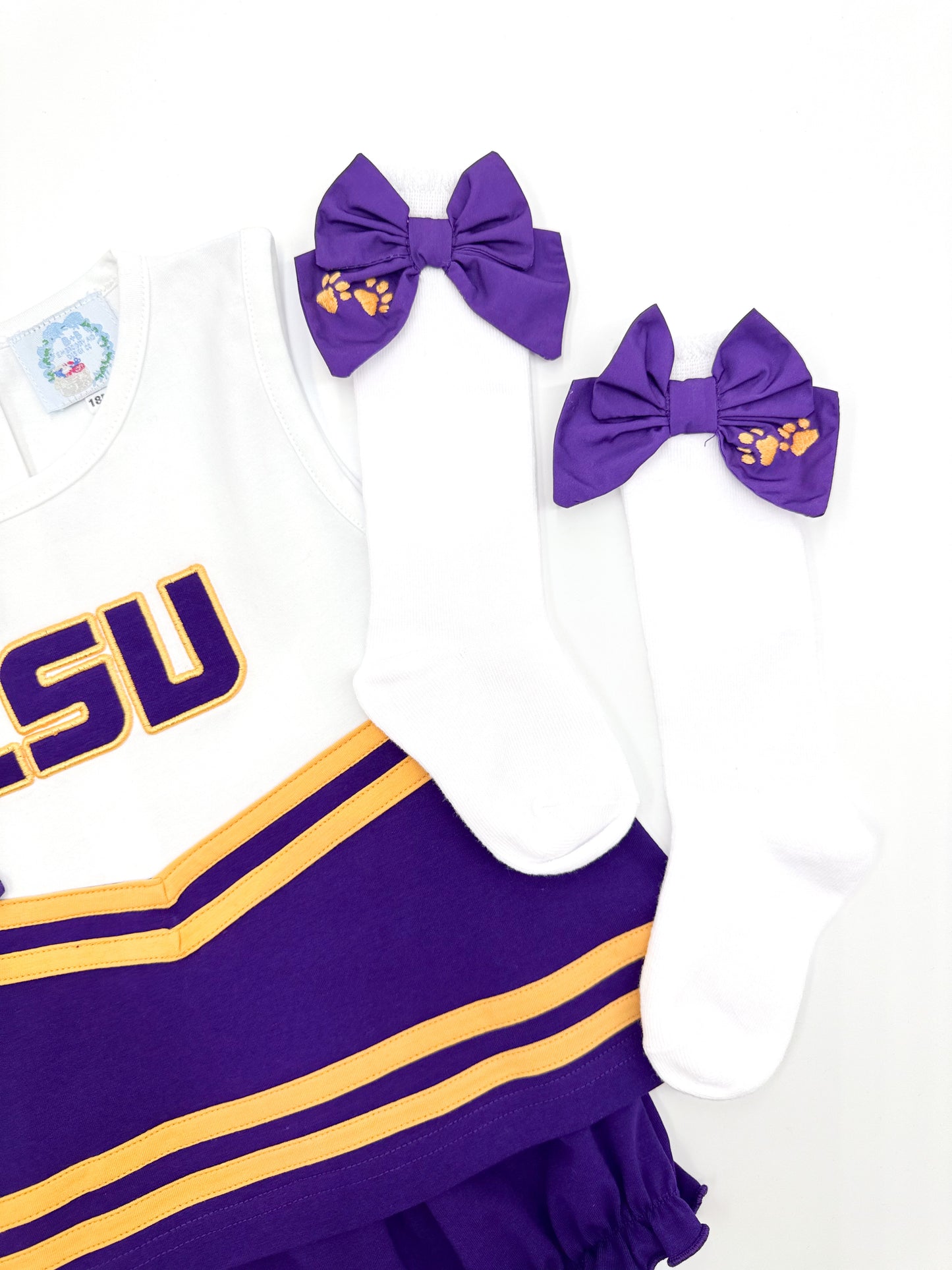 PO 26: Love Purple, Live Gold Bow Socks