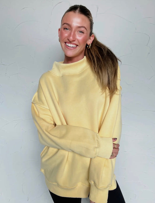 Pale Yellow Mock Neck Sweater Blank