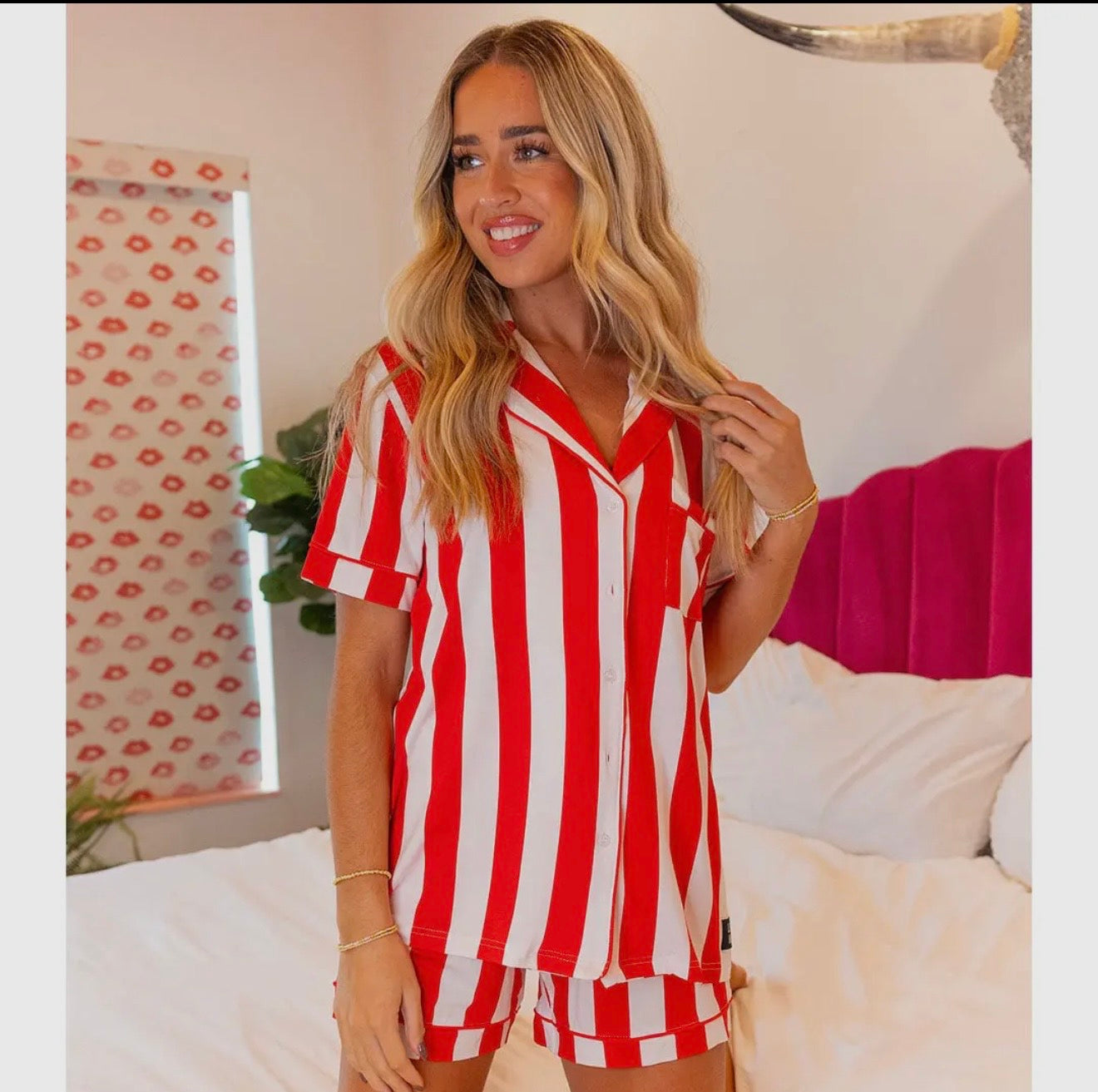 Red Stripped Pajama Set