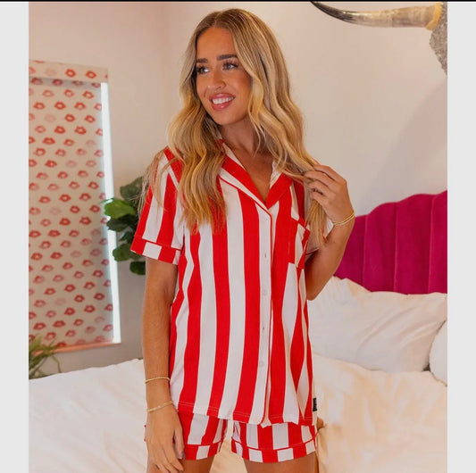 Red Stripped Pajama Set