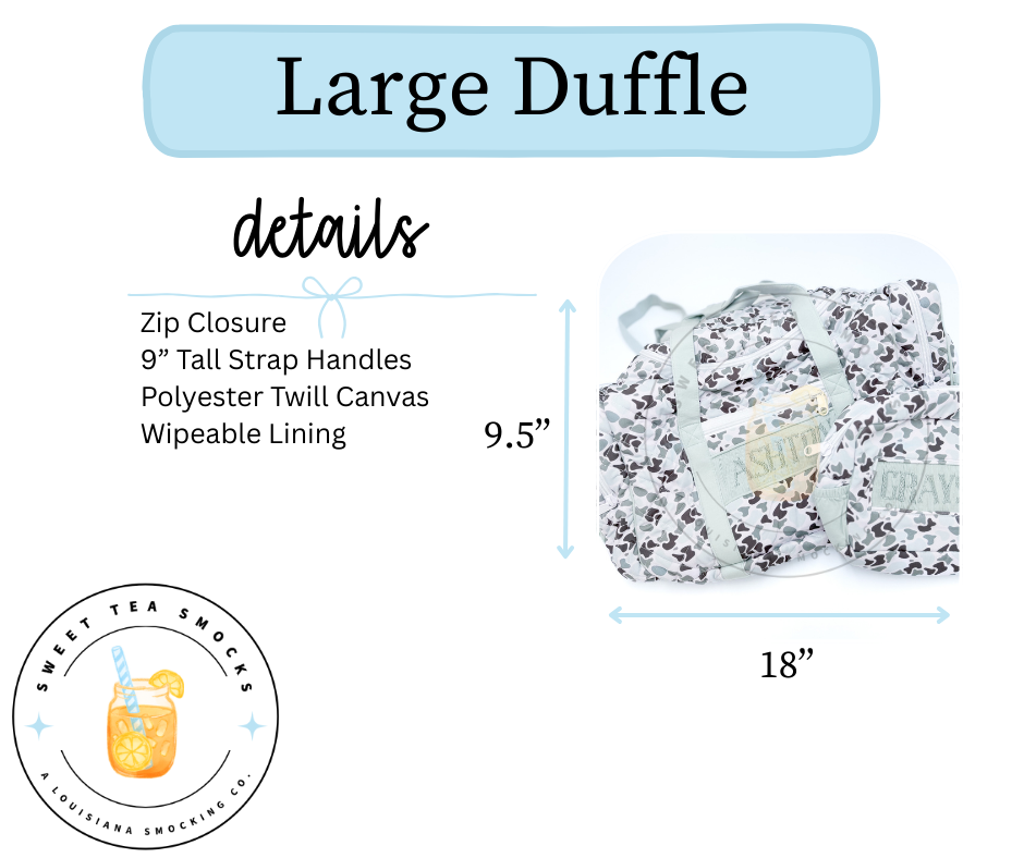 Large Duffel Size Chart