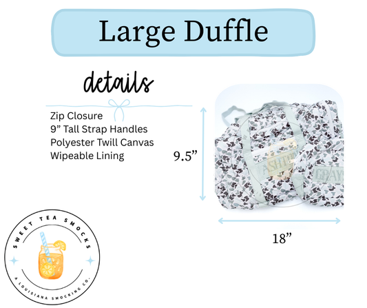 Large Duffel Size Chart