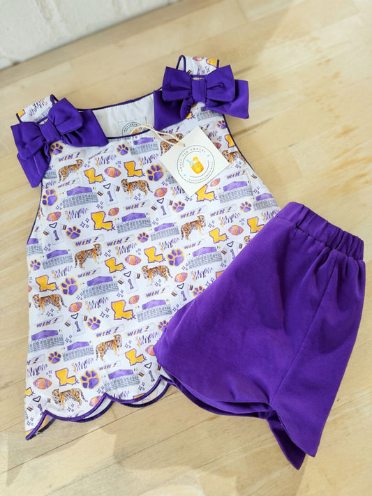 All I Do Is Win Girl Scalloped Short Set
