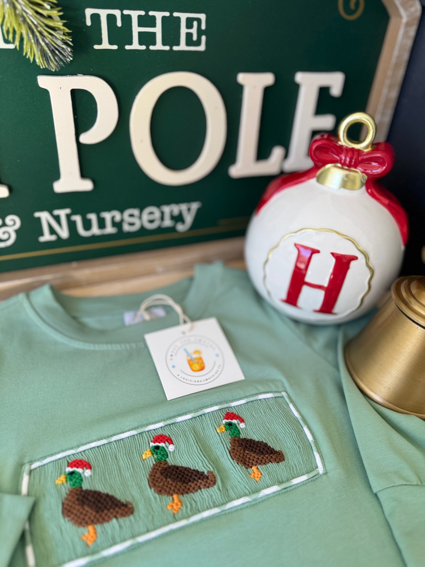 Smocked Winter Mallard Trio Long Sleeve Shirt