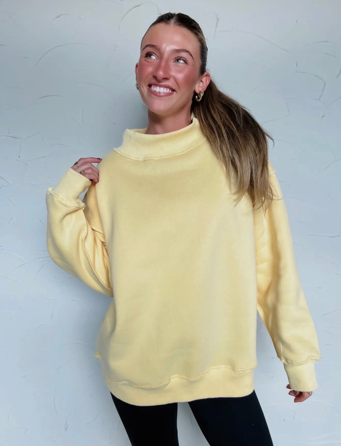 Pale Yellow Mock Neck Sweater Blank