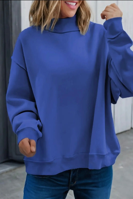 Dark Blue Oversized Drop Shoulder Reversible Sweatshirt