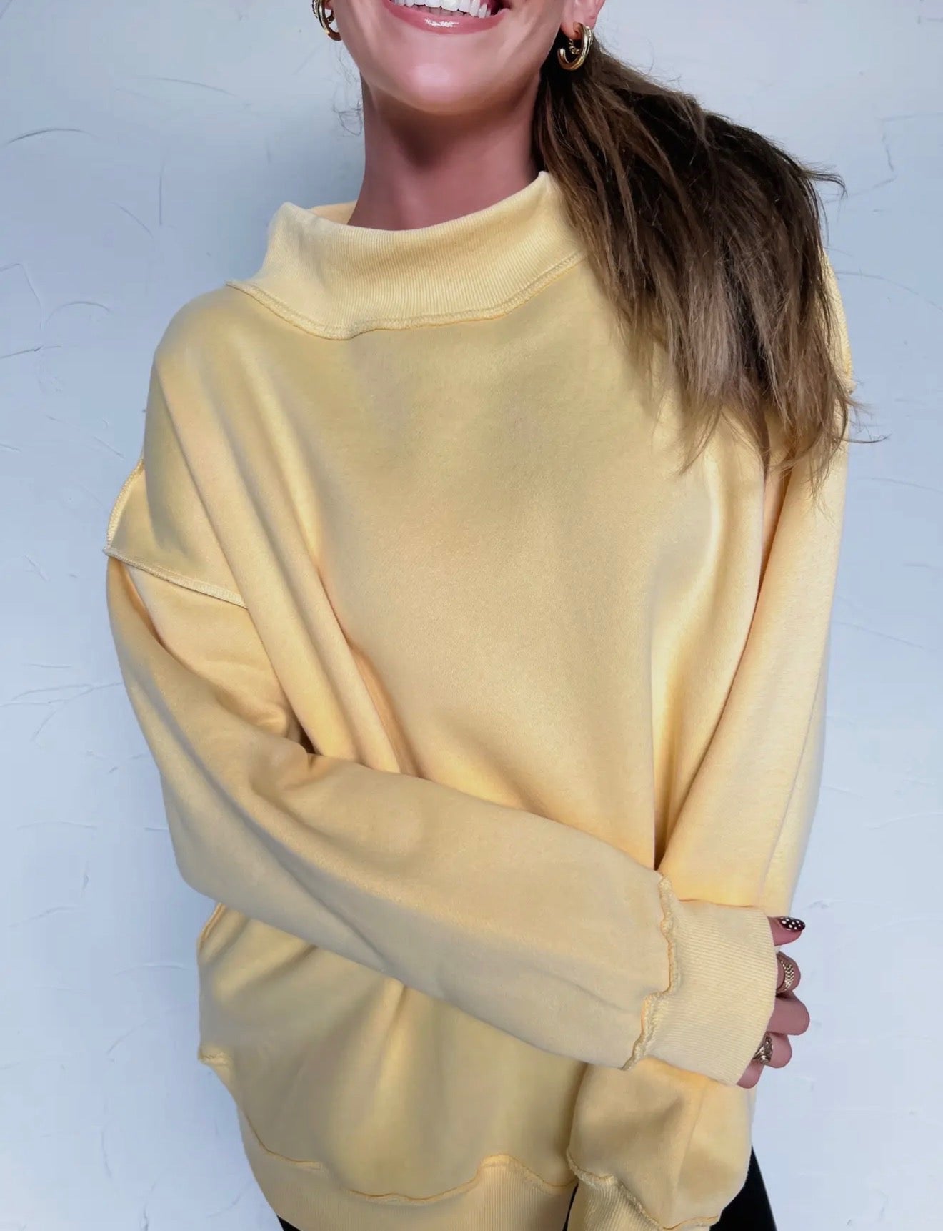 Pale Yellow Mock Neck Sweater Blank