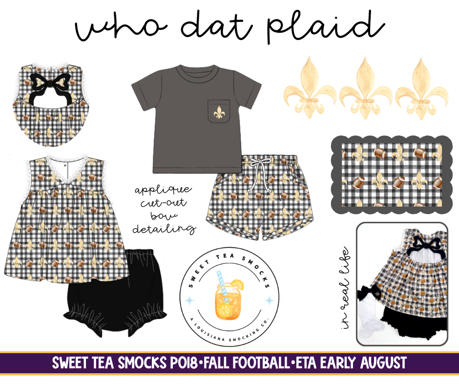 Who Dat Plaid Bow Girls Bloomer Set