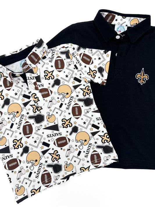 Black Who Dat Nation Button Down Polo