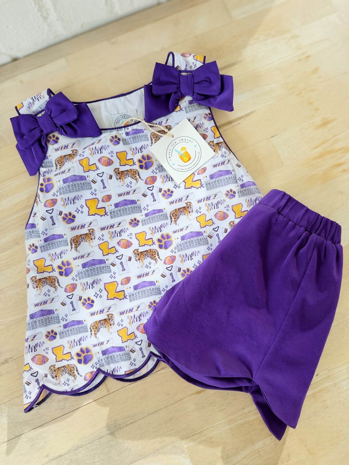 All I Do Is Win Girl Scalloped Short Set