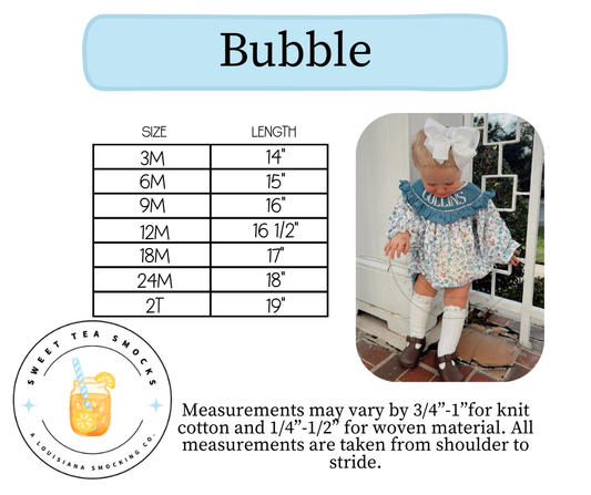 Bubble Size Chart