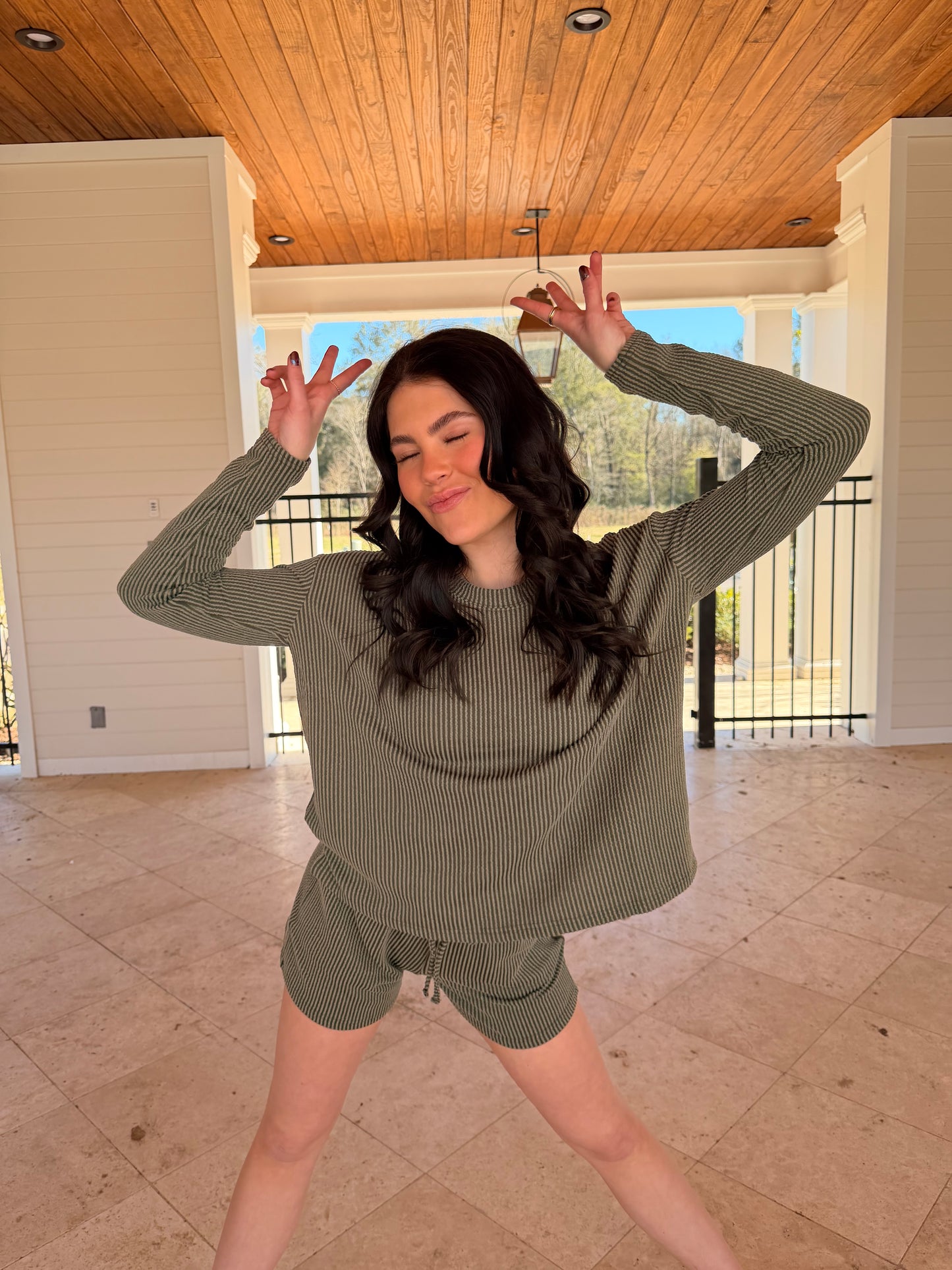 Olive Zenana Ribbed Set