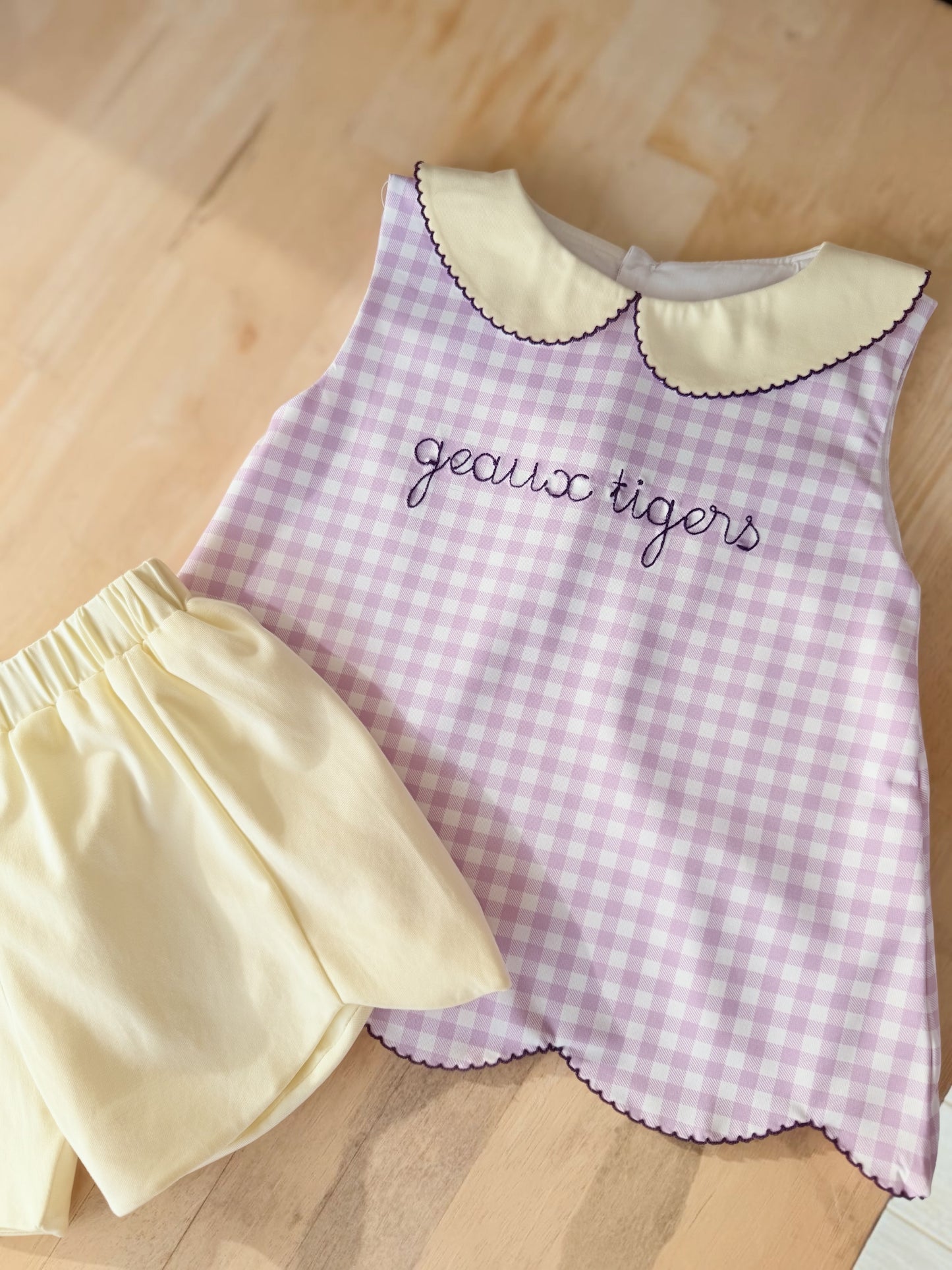 Callin’ Baton Rouge Girl Scalloped Short Set