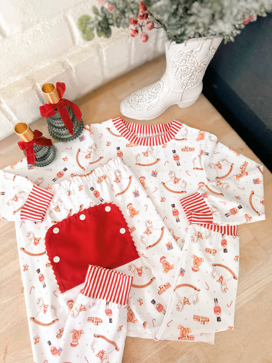 Vintage Christmas Toys Kid 2PC Pajama Set