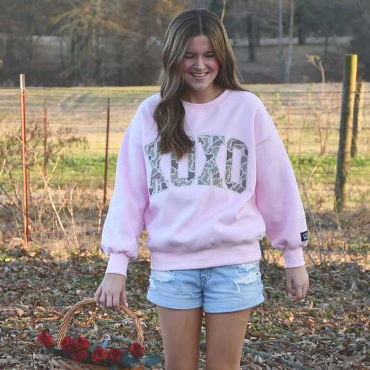 Pink with Camo XOXO Lulu Mac Sweatshirt