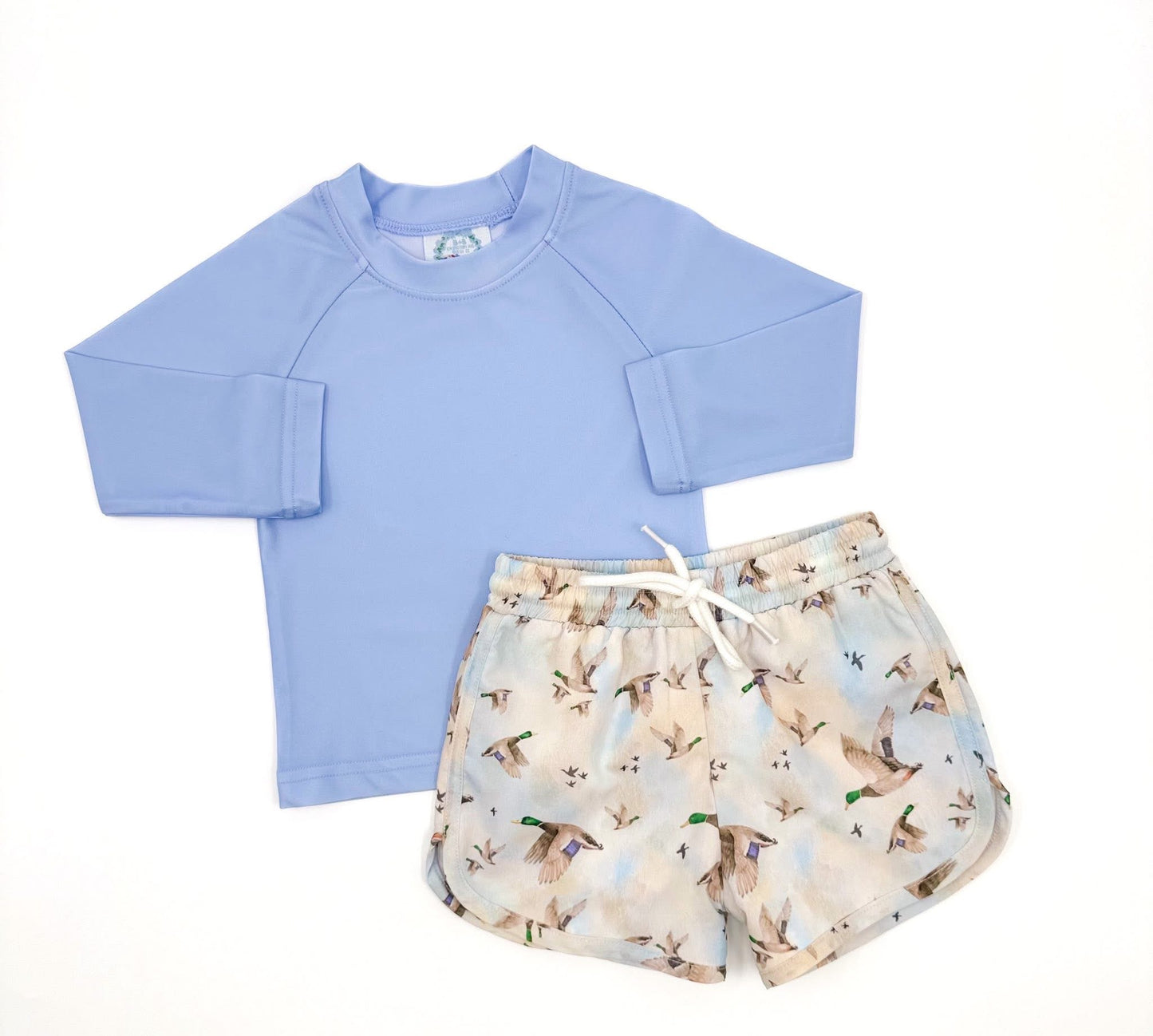 Mallard Landing 2PC Rashguard + Swim Trunk Shorty Set