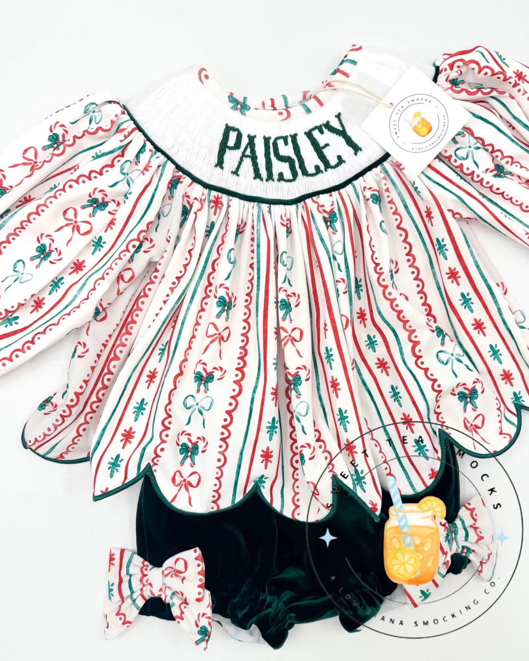 Preorder 28: Mistletoe Manor Smocked Girl Bloomer Set