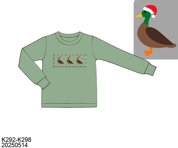 Smocked Winter Mallard Trio Long Sleeve Shirt