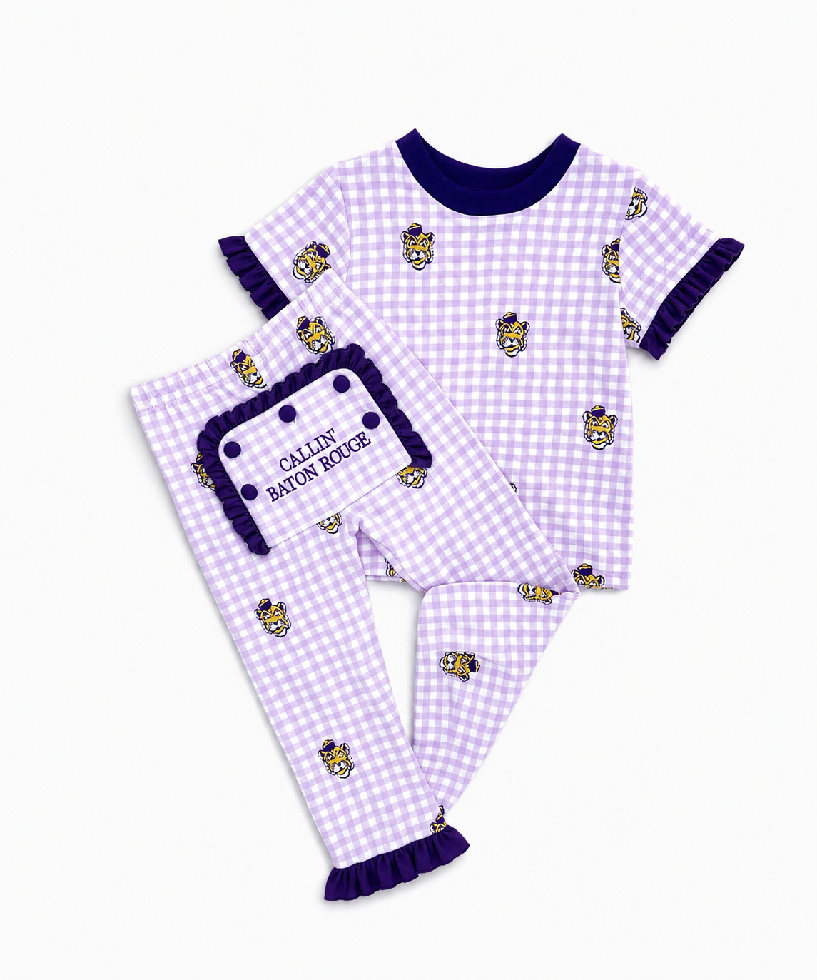 Callin’ Baton Rouge Ruffled Pajama Set