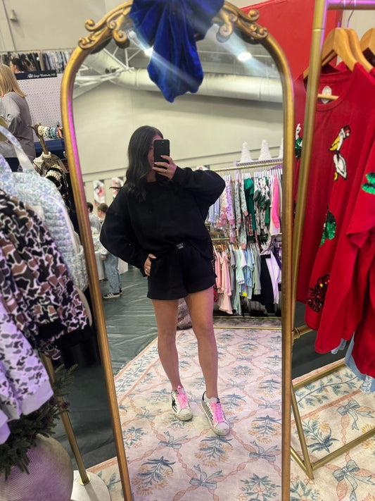 Black Lulu Mac Waffle Knit Lounge Set