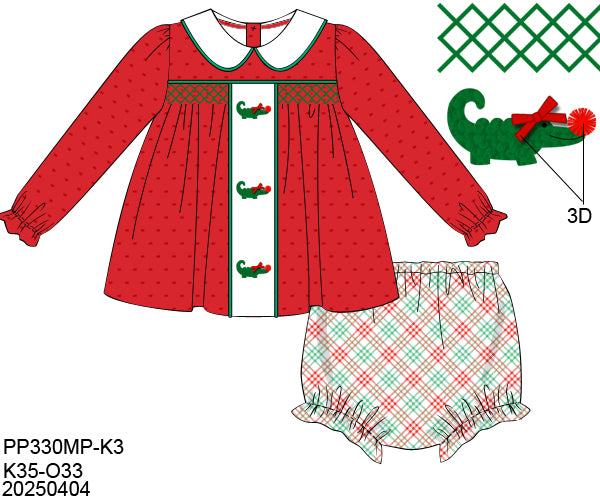 Cajun Reindeer French Knot Bloomer Set